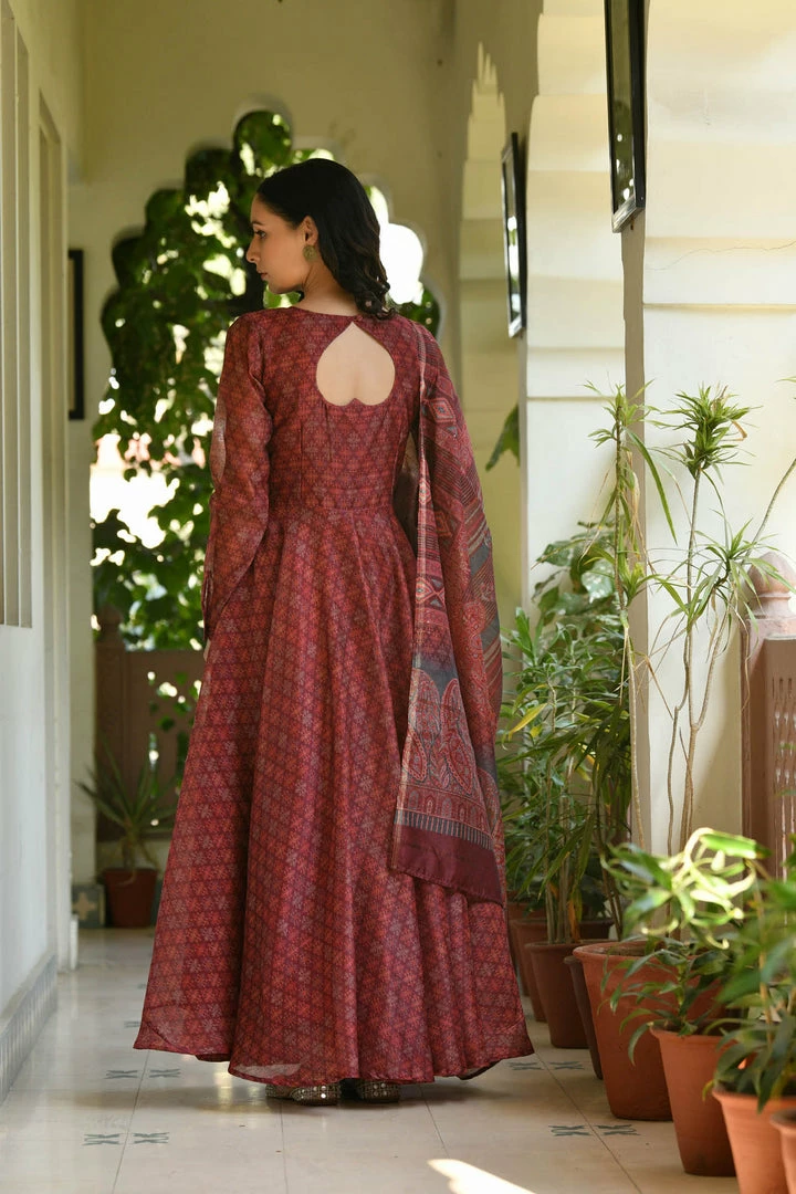 PRINTS VALLEY Jiya-Maroon Jaipur Tales 5 PRINTS VALLEY Jiya-Maroon Jaipur Tales