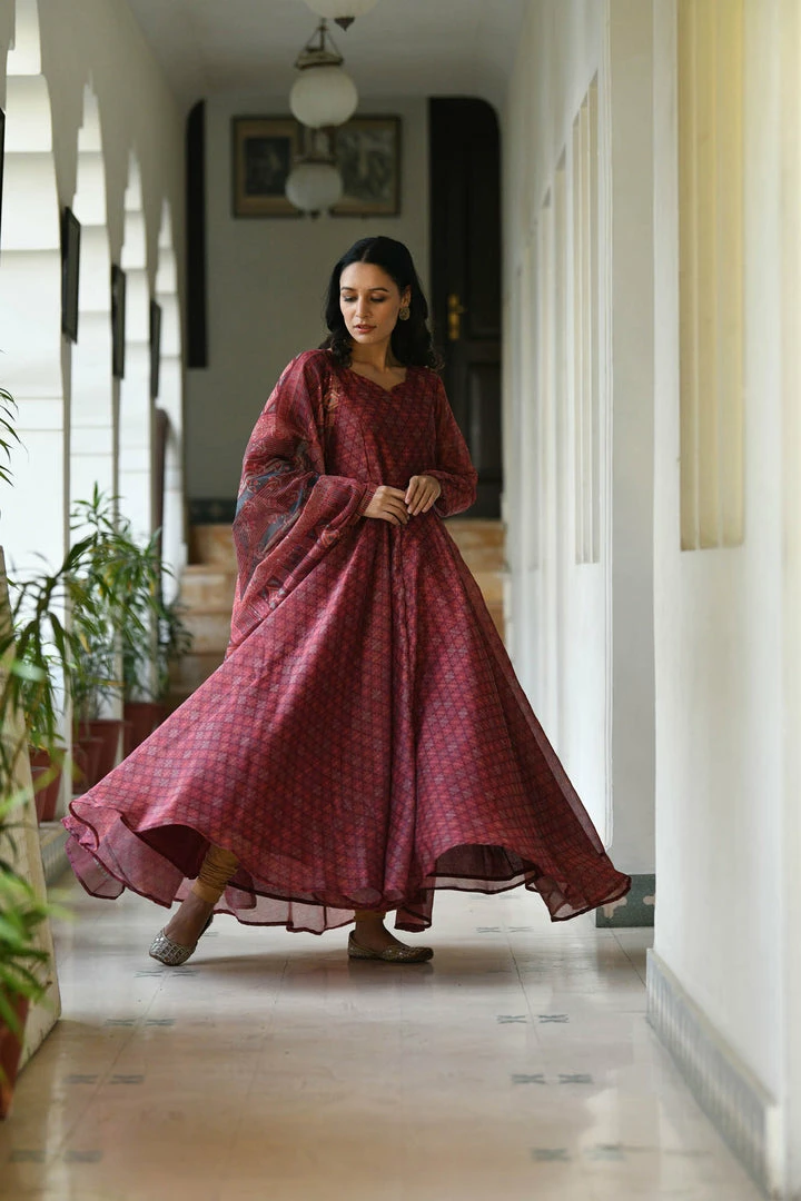 PRINTS VALLEY Jiya-Maroon Jaipur Tales 4 PRINTS VALLEY Jiya-Maroon Jaipur Tales