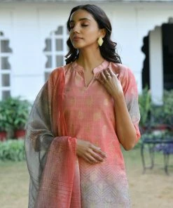 PRINTS VALLEY Jaipur Tales Ayushi-Peach Shaded Bhandej Set 7 PRINTS VALLEY Jaipur Tales Ayushi-Peach Shaded Bhandej Set