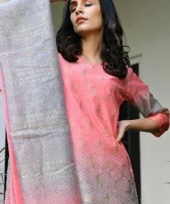 PRINTS VALLEY Jaipur Tales Ayushi-Pink Shaded Bhandej Set