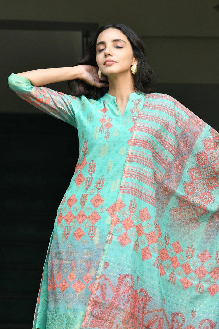 PRINTS VALLEY Jaipur Tales Nidhi-Turquoise 5 PRINTS VALLEY Jaipur Tales Nidhi-Turquoise