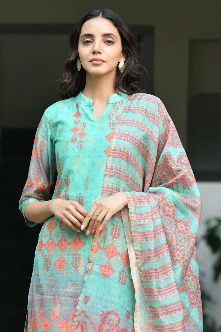 PRINTS VALLEY Jaipur Tales Nidhi-Turquoise 3 PRINTS VALLEY Jaipur Tales Nidhi-Turquoise