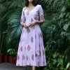 PRINTS VALLEY Pink Stripe Buta Pleats Dress Jaipur Tales