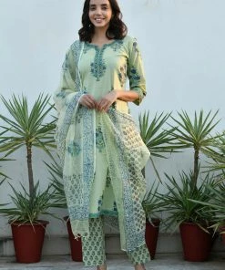 PRINTS VALLEY Pastel Green Blue Mughal Set Jaipur Tales