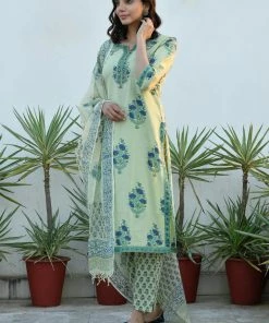 PRINTS VALLEY Pastel Green Blue Mughal Set Jaipur Tales