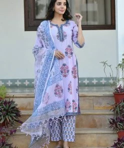 PRINTS VALLEY Lavender Mughal Blue Buta Set Jaipur Tales