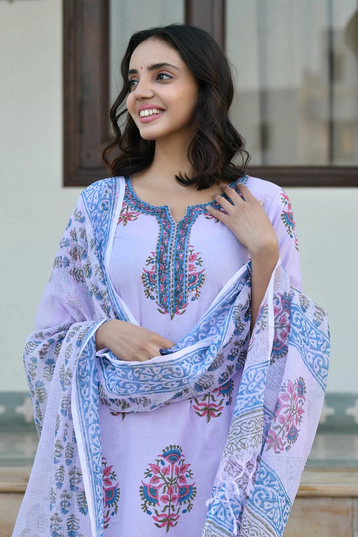 PRINTS VALLEY Lavender Mughal Blue Buta Set Jaipur Tales 4 PRINTS VALLEY Lavender Mughal Blue Buta Set Jaipur Tales