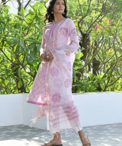 PRINTS VALLEY Pastel Lavender Floral Kurta Set Jaipur Tales