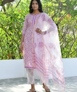 PRINTS VALLEY Pastel Lavender Floral Kurta Set Jaipur Tales