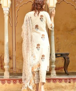PRINTS VALLEY Jaipur Tales Beige Brown Mughal Print Set