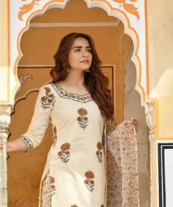 PRINTS VALLEY Jaipur Tales Beige Brown Mughal Print Set