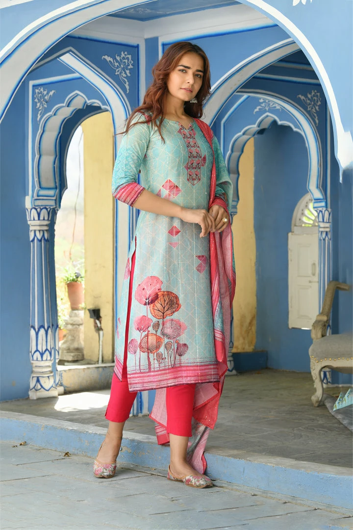 PRINTS VALLEY Blue Sequence Kurta Set Jaipur Tales 1 PRINTS VALLEY Blue Sequence Kurta Set Jaipur Tales