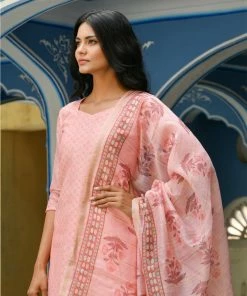 PRINTS VALLEY Jaipur Tales Pink Chanderi Print Kurta Set