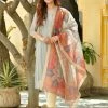 PRINTS VALLEY Grey Stripe Chanderi Print Kurta Set Jaipur Tales
