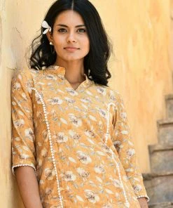 PRINTS VALLEY Jaipur Tales Mustard Floral Stripe Kurta Set