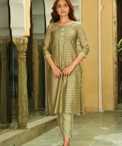 PRINTS VALLEY Jaipur Tales Green Buti Checks Print Set