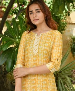 PRINTS VALLEY Yellow Muslin Shibori Set