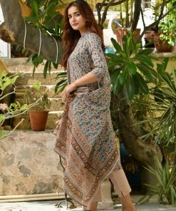 PRINTS VALLEY Grey Blue Tiger Print Set