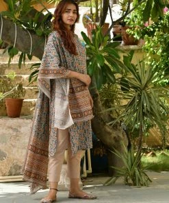 PRINTS VALLEY Grey Blue Tiger Print Set