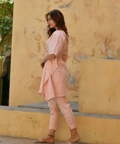 PRINTS VALLEY Jaipur Tales Pastel Orange Triangle Kaftan Set