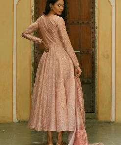 PRINTS VALLEY Jaipur Tales Lily-Peach Dress With Dupatta