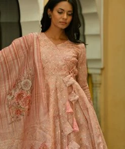 PRINTS VALLEY Jaipur Tales Lily-Peach Dress With Dupatta