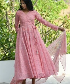 PRINTS VALLEY Lily-Pink Dress With Dupatta