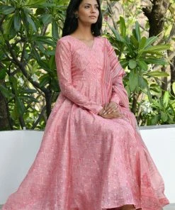 PRINTS VALLEY Lily-Pink Dress With Dupatta