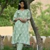 PRINTS VALLEY Pista Green Checks Kaftan Set