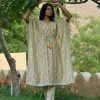 PRINTS VALLEY Pastel Green Stripe Floral Kaftan Set