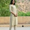 PRINTS VALLEY Jaipur Tales Pastel Green Stripe Floral Kurta Set