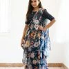 Ekanta Margazhi Moments Anika Navy Floral Skirt And Top With Dupatta