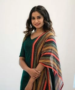 Ekanta Dainika - Net Sequins With Multicolor Green Margazhi Moments