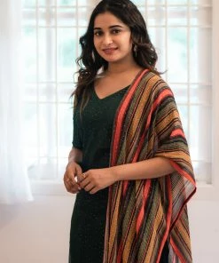 Ekanta Dainika - Net Sequins With Multicolor Green Margazhi Moments