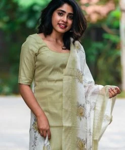 Ekanta Laya Pistha Green Chanderi Kurti Set