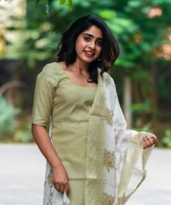 Ekanta Laya Pistha Green Chanderi Kurti Set
