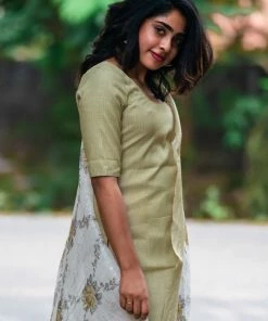 Ekanta Laya Pistha Green Chanderi Kurti Set