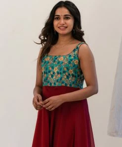 Ekanta Margazhi Moments Saveri Teal With Maroon