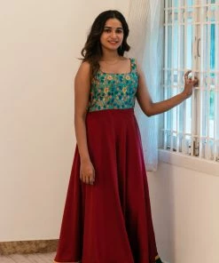 Ekanta Margazhi Moments Saveri Teal With Maroon