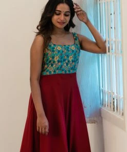 Ekanta Margazhi Moments Saveri Teal With Maroon