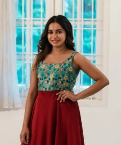 Ekanta Margazhi Moments Saveri Teal With Maroon