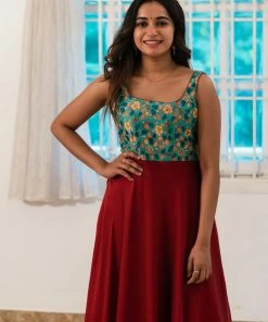 Ekanta Margazhi Moments Saveri Teal With Maroon