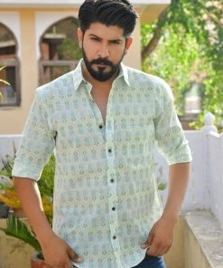 PRINTS VALLEY Men's Shirt Uber Lime Pineapple Shirt