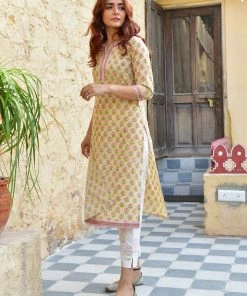 PRINTS VALLEY Pista Green Pink Buti Kurta Set Jaipur Tales