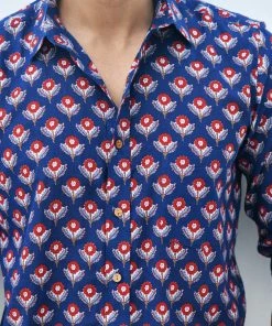 PRINTS VALLEY Navy Blue Red Buti Shirt