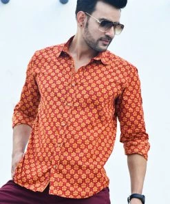 PRINTS VALLEY Red Yellow Buti Shirt