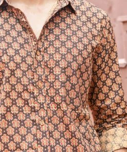 PRINTS VALLEY Brown Red Buti Shirt Men's Shirt 7 PRINTS VALLEY Brown Red Buti Shirt Men's Shirt