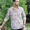 PRINTS VALLEY Men's Shirt Brown Red Mughal Print Shirt