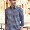 PRINTS VALLEY Ajrakh Blue Drop Petal Shirt Men's Shirt