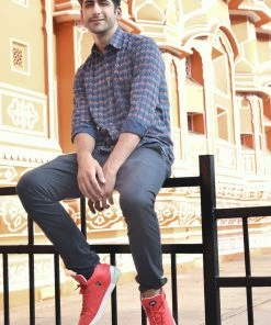 PRINTS VALLEY Ajrakh Blue Drop Petal Shirt Men's Shirt